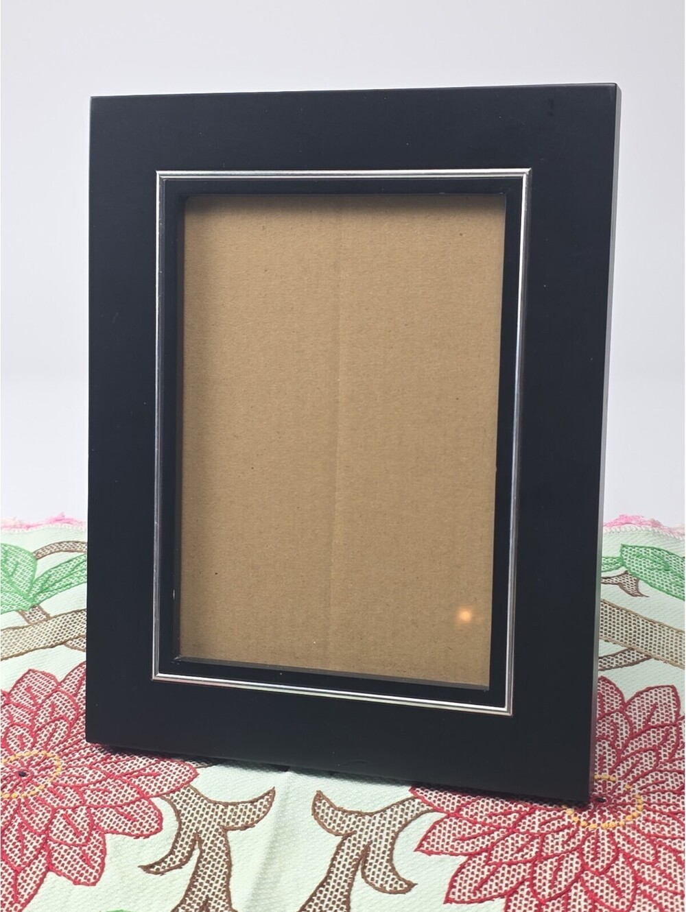 Photo Frame 5x7”  Silver On Black Picture Frame